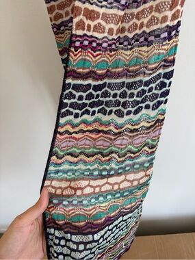 Vintage Missoni Patterned Knit Scarf in Black, White & Multicolor